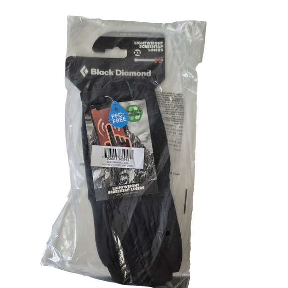 Black‎ Diamond Lightweight Screentap Liner Gloves XL Touchscreen New PFC-Free - Picture 1 of 5